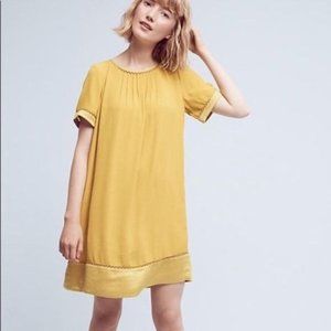 Anthro | Maeve Shift Dress w/satin trim